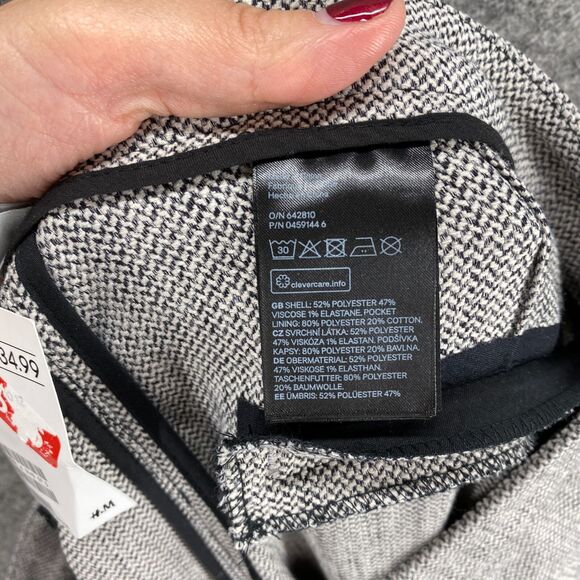 New H&M Pants Women 14 Gray Mid Rise Pleated Pockets Skinny Casual Chino Comfort - Picture 10 of 11